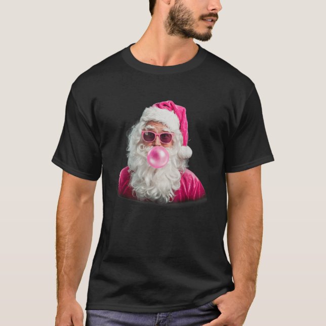 Retro Cool Santa Pink Sunglasses Bubble Gum Christ T-Shirt (Front)