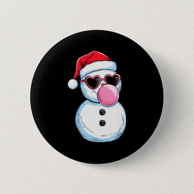 Retro Cool Snowman With Sungles Christmas Blowing  6 Cm Round Badge (Front)