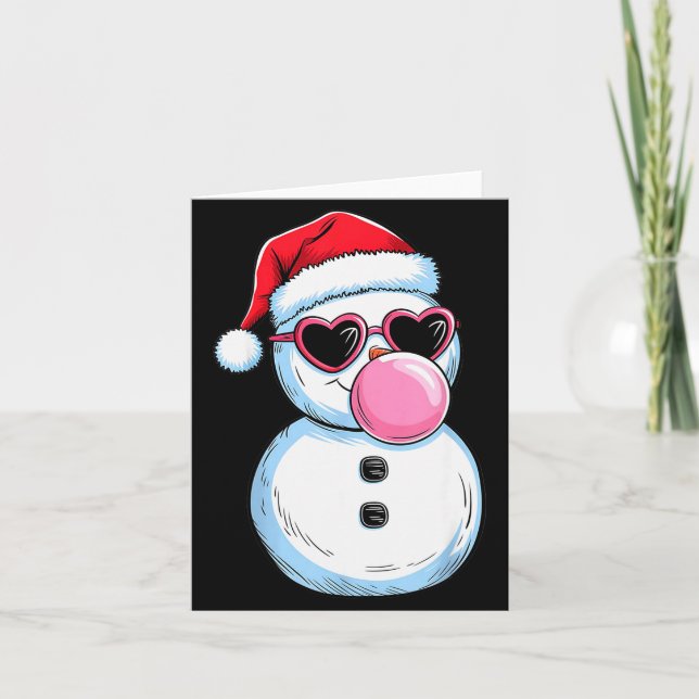 Retro Cool Snowman With Sungles Christmas Blowing  Card (Front)