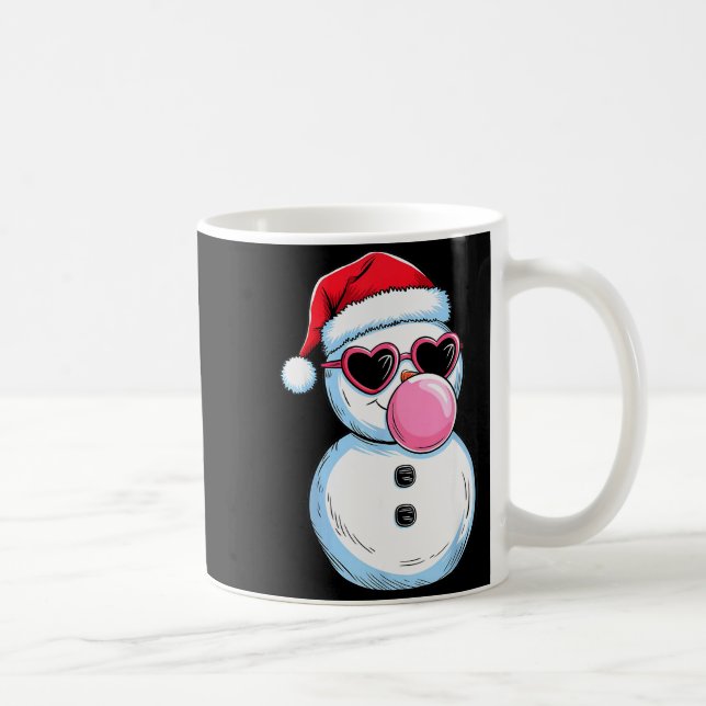 Retro Cool Snowman With Sungles Christmas Blowing  Coffee Mug (Right)
