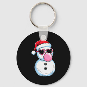 Retro Cool Snowman With Sungles Christmas Blowing Key Ring