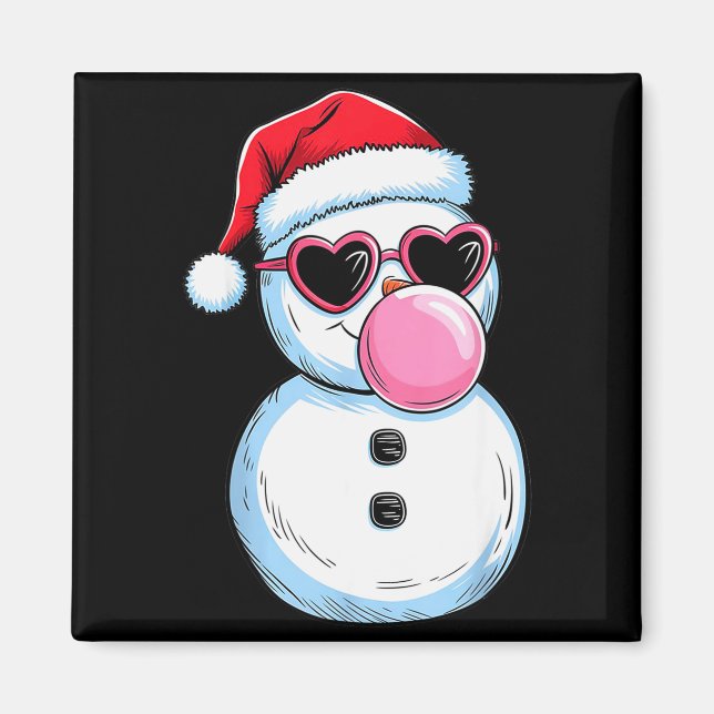 Retro Cool Snowman With Sungles Christmas Blowing  Magnet (Front)