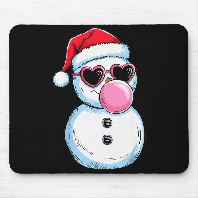 Retro Cool Snowman With Sungles Christmas Blowing  Mouse Mat (Front)