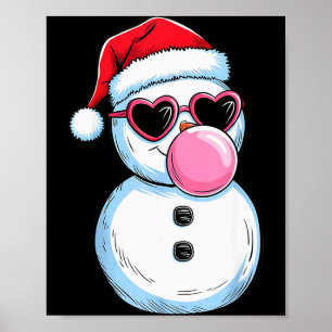 Retro Cool Snowman With Sungles Christmas Blowing Poster