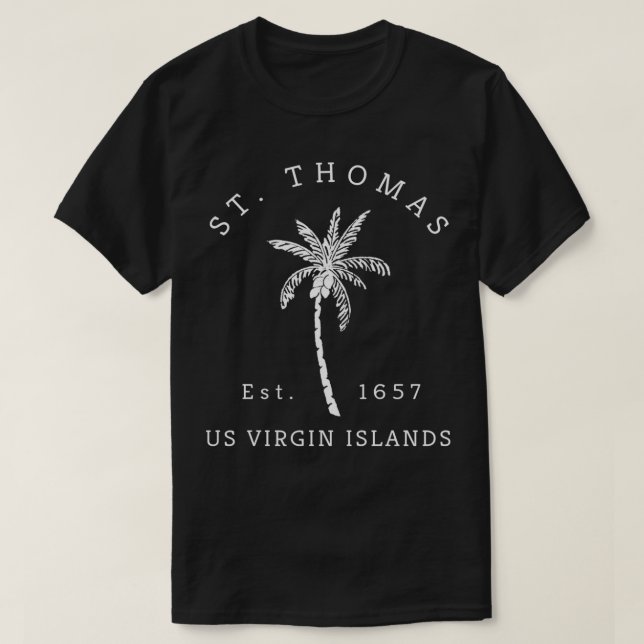 Retro Cool St Thomas USVI Beach Palm Tree Novelty  T-Shirt (Design Front)