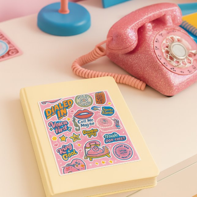 Retro Cool Talk Don't Text Pink                 (pure retro perfection. The sticker pops on the notebook, the pink sparkle phone for girls )