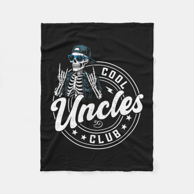 Retro Cool Uncles Club Funny Skeleton New Uncle Me Fleece Blanket (Front)