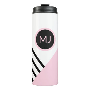 Retro Cool Vibe Monogram Stripes Colour Block Thermal Tumbler