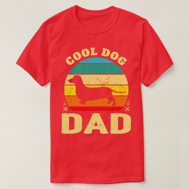 Retro Cool Weiner Dog Dad T-Shirt (Design Front)