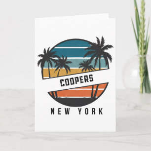 Retro Coopers Beach New York Surfboard Surfing _1 Card