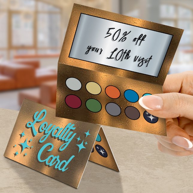 Retro copper eyeshadow palette folded loyalty card (Creator Uploaded)