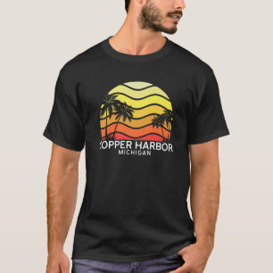 Retro Copper Harbour Surf Beach Vintage Palm Venic T-Shirt