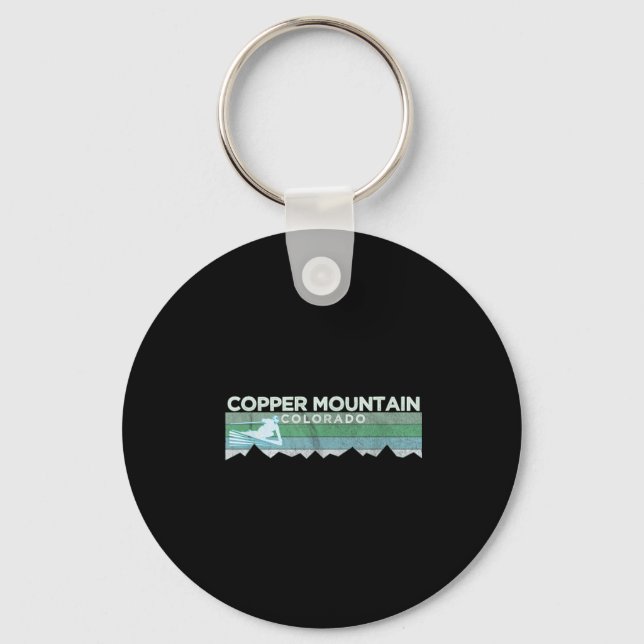 Retro Copper Mountain, Colorado Distressed Skiing  Key Ring (Front)