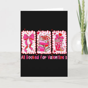 Retro Coquette Bow All Booked For Valentines Book Card