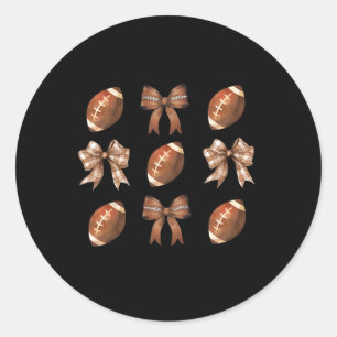 Retro Coquette Bow American Football Thanksgiving Classic Round Sticker