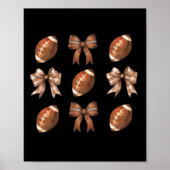 Retro Coquette Bow American Football Thanksgiving  Poster (Front)