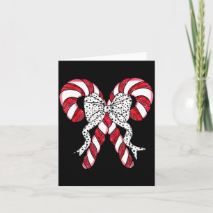 Retro Coquette Bow Candy Cane Christmas Season Wom Card