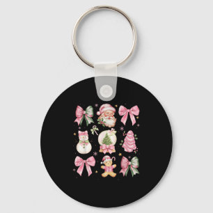 Retro Coquette Bow Nk Christmas Tree Snowman Xmas  Key Ring