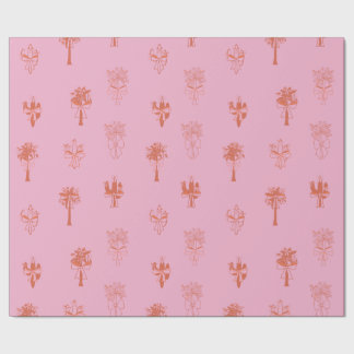 Retro Coquette Cactus & Palm Trees with Pink Bows Wrapping Paper