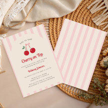 Retro Coquette Cherry on Top Girl Baby Shower