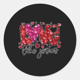 Retro Coquette Cross Love Like Jesus Valentines  Classic Round Sticker