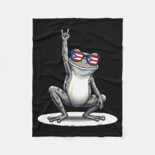Retro coqui frog rock music puerto rico flag taino fleece blanket