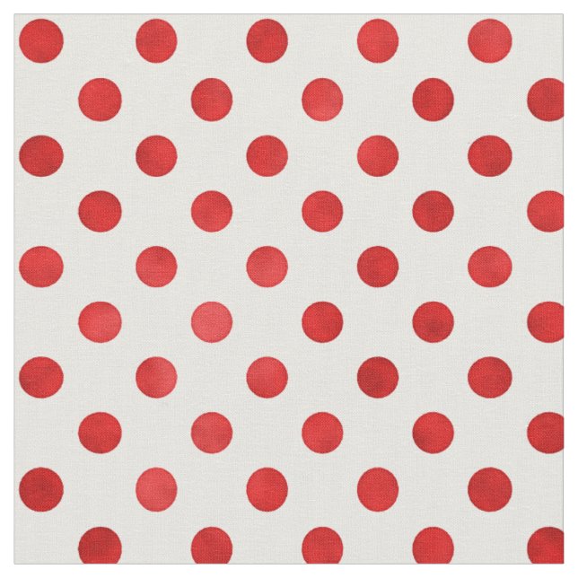 Retro coral red white polka dots pattern fabric (Close Up)