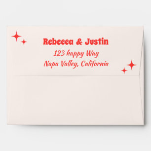 Retro Coral Wedding Address Envelope