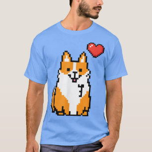 Retro Corgi 8-bit Videogame Funny Gamers Pixelated T-Shirt