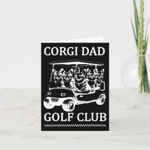 Retro Corgi Dad Golf Club Cute Dog Swinging Golf F Card