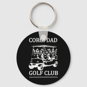 Retro Corgi Dad Golf Club Cute Dog Swinging Golf F Key Ring