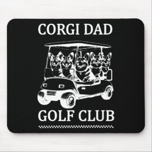 Retro Corgi Dad Golf Club Cute Dog Swinging Golf F Mouse Mat