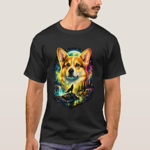 Retro Corgi Funny Boys Dogs Girls Moon Meme Graphi T-Shirt