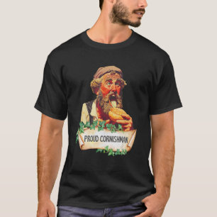 Retro Cornwall Poster Cornishman eating pasty Corn T-Shirt