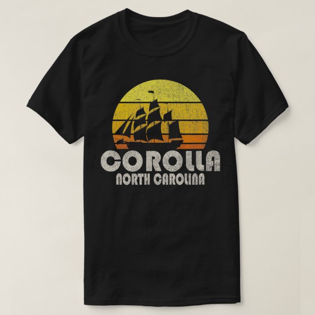 Retro Corolla NC Beach Vacation  T-Shirt (Design Front)