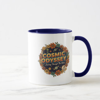 Retro Cosmic Odyssey Aesthetic Floral - Vintag Mug