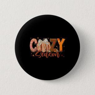 Retro Cosy Season Pumpkin Bow Tis The Season Thank 6 Cm Round Badge