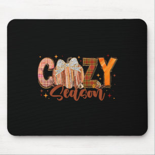 Retro Cosy Season Pumpkin Bow Tis The Season Thank Mouse Mat