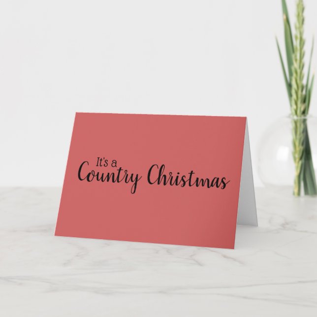 Retro Country Christmas Farmhouse Style Red Holiday Card (Front)