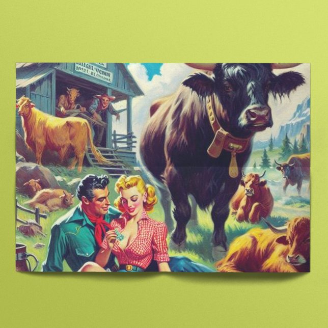 Retro Country Couple Illustration Tissue Paper (Creator Uploaded)