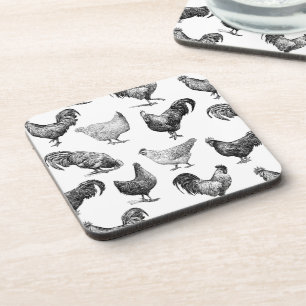 Retro Country Farm Chicken Pattern Coaster
