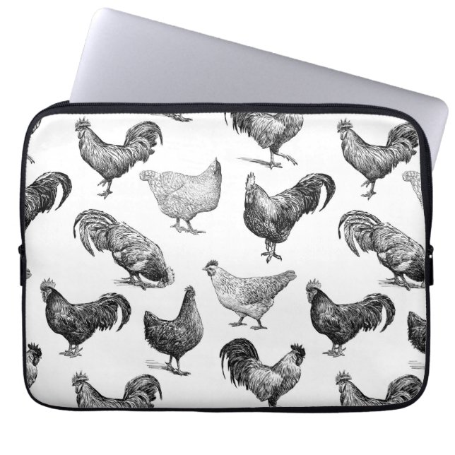 Retro Country Farm Chicken Pattern Laptop Sleeve (Front)
