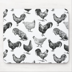 Retro Country Farm Chicken Pattern Mouse Mat