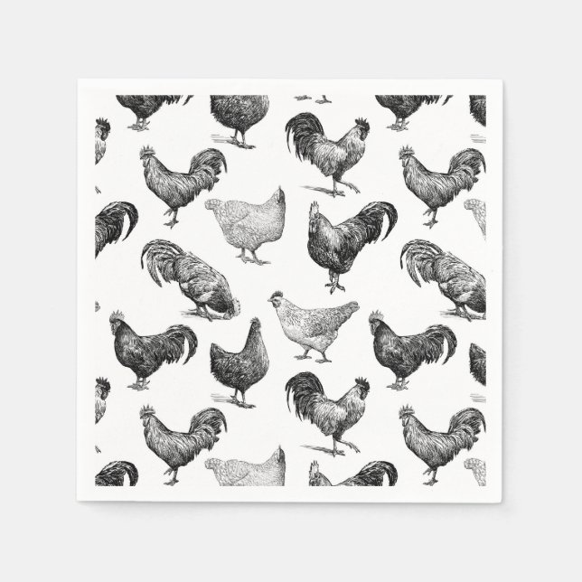 Retro Country Farm Chicken Pattern Napkin (Front)