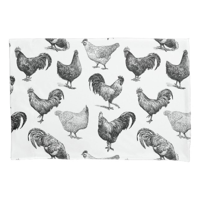 Retro Country Farm Chicken Pattern Pillowcase (Front-Left)