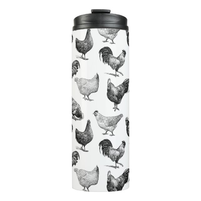 Retro Country Farm Chicken Pattern Thermal Tumbler (Front)