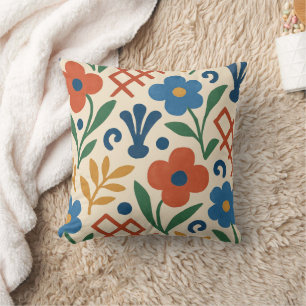 Retro Country Floral Trellis Pattern Cushion