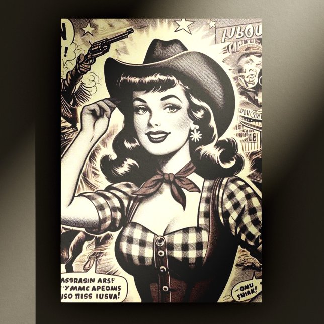 Retro Country Girl Illustration Postcard (Creator Uploaded)