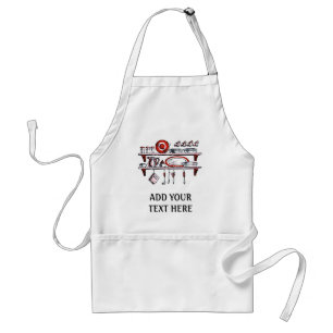 Retro Country Kitchen Shelf in Black White and Red Standard Apron