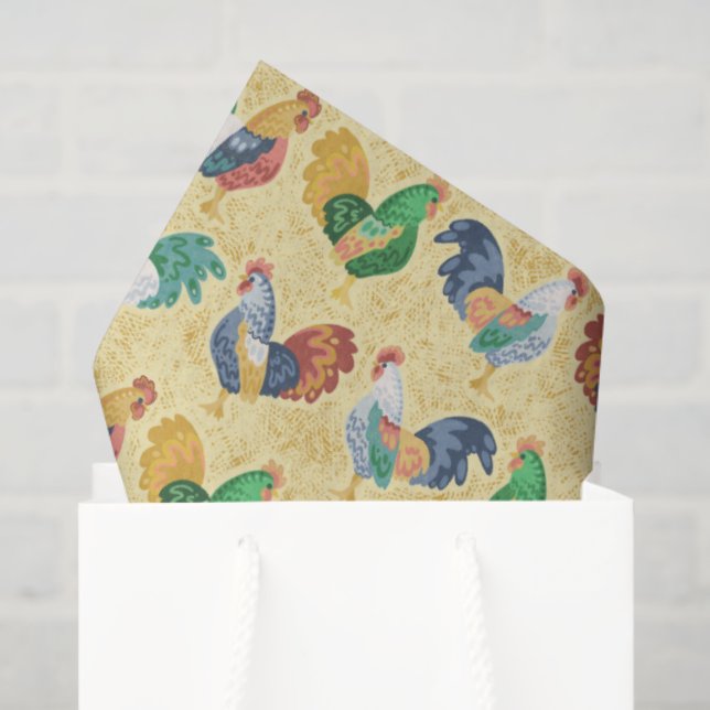 Retro Country Rooster Tissue Paper (Gift Bag)